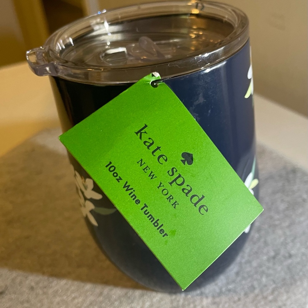 Kate Spade Dark Blue Floral Wine Tumbler